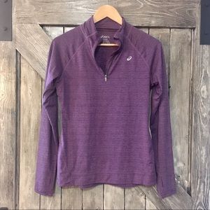 ASICS light show purple 1/4 zip pullover, medium